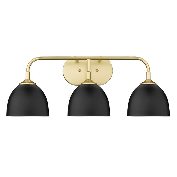 Zoey Olympic Gold and Matte Black Three-Light Bath Vanity, image 2